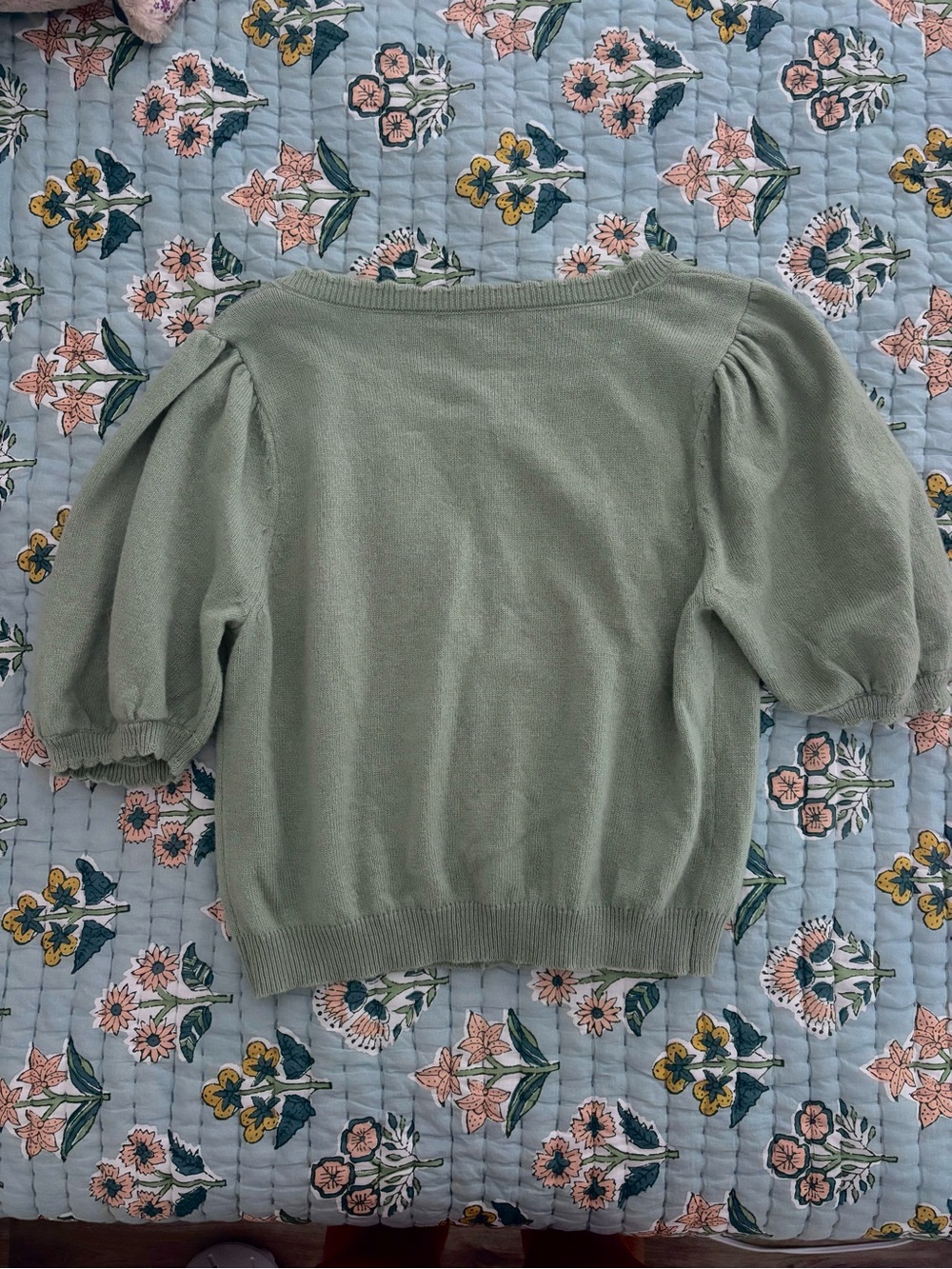 Miou Muse Sage Puff Sleeve Button Cardigan - Picture 3 of 3